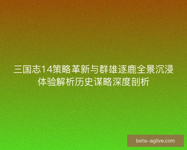 三国志14策略革新与群雄逐鹿全景沉浸体验解析历史谋略深度剖析